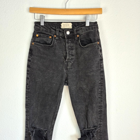 We The Free Jeans Womens 26 Black Distressed Mid Rise Button Fly Ladies Pants - Picture 7 of 16